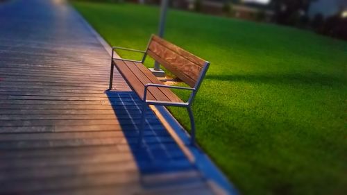 Close-up of wooden bench