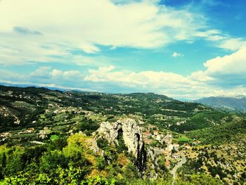 High angle view of landscape against sky