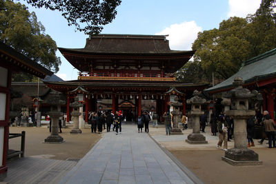 Group of people in front of building