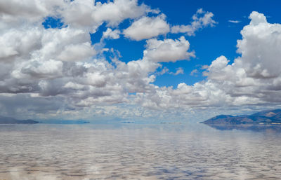 Scenic view of sea against cloudy sky