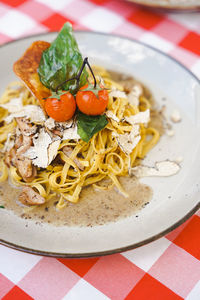 Close-up of food in plate on table