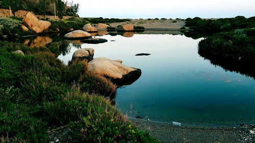 Scenic view of lake against sky