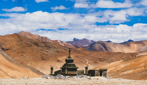 View of a building with mountain in background