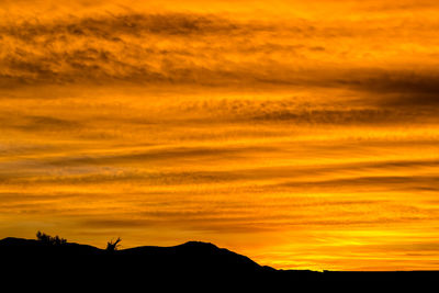 Silhouette of mountain landscape at sunset