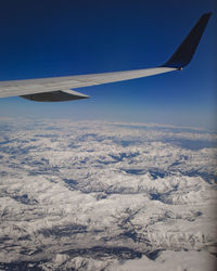 Aerial view of snowcapped landscape against sky