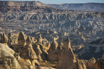 Panoramic view of landscape with mountain range in background