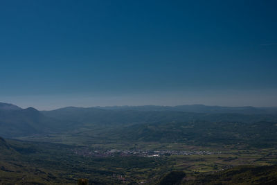 Scenic view of mountains against clear sky