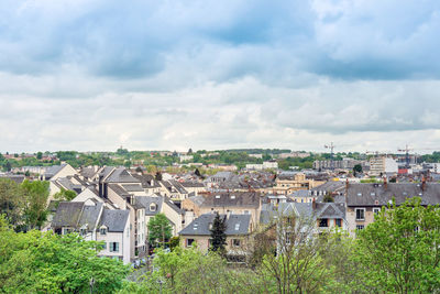 High angle view of townscape against sky