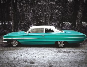 Vintage car on field