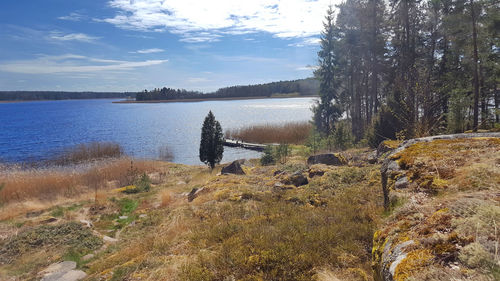 Scenic view of lake against sky