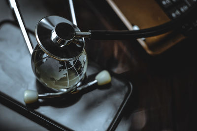 Close-up of coffee cup on table