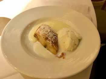 High angle view of ice cream in bowl