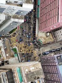 High angle view of city street and buildings