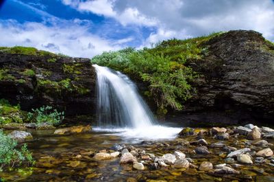 Scenic view of waterfall