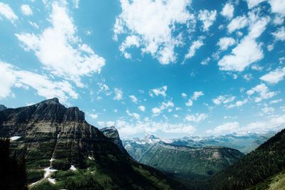 Scenic view of mountains against cloudy sky