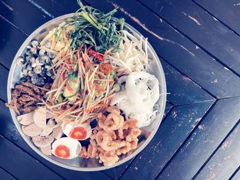 High angle view of meal served in plate