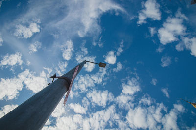 Low angle view of airplane flying against sky