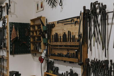 Various tools in blacksmith workshop