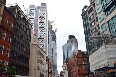 Low angle view of buildings against clear sky