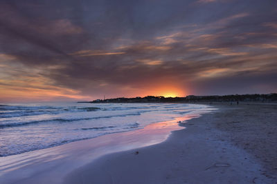 Scenic view of beach during sunset