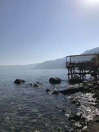 Scenic view of sea against clear sky