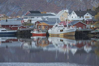 Reine village environment from an aerial point of view