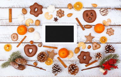 Directly above view of various bread