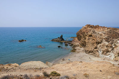 Scenic view of sea against clear sky