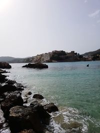 Scenic view of sea against clear sky