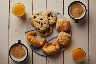 Directly above shot of breakfast on table