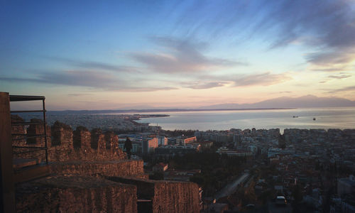 View of cityscape at sunset