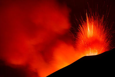 Close-up of fire at night