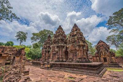 Panoramic view of old temple building against sky