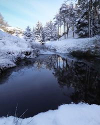 Scenic view of frozen lake against sky