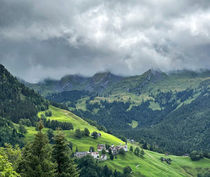 Scenic view of swiss mountains against sky