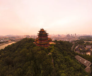 High angle view of buildings in city