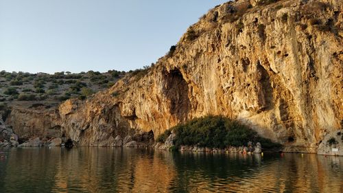 Scenic view of mountain against clear sky