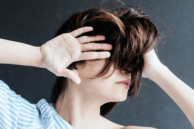 Close-up of depressed young woman