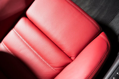 High angle view of seats in car