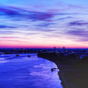 View of city at sunset