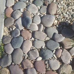 High angle view of stones on beach