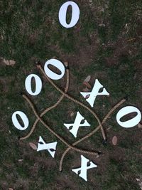 High angle view of information sign