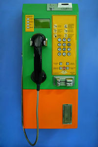 Close-up of telephone booth