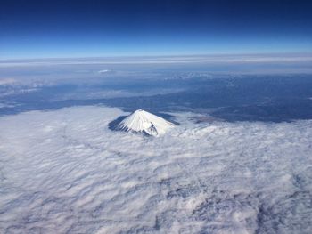 Aerial view of mt fuji against sky