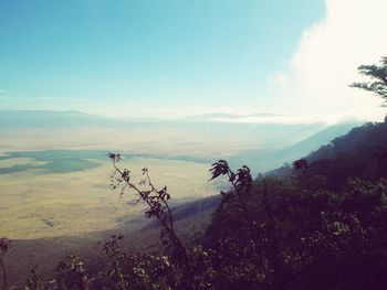 Scenic view of landscape against cloudy sky