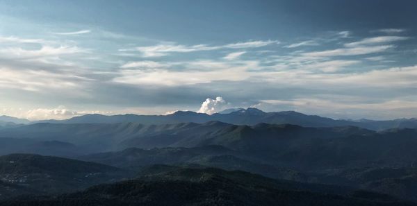 Scenic view of mountains against sky