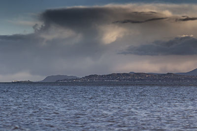 Scenic view of sea against cloudy sky