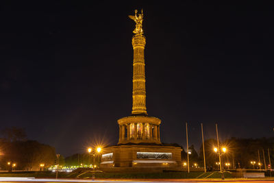 Illuminated tower at night