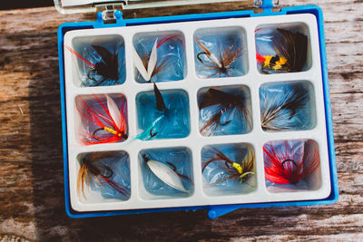 Close-up high angle view of multi colored