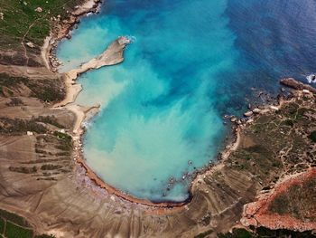 High angle view of people on beach